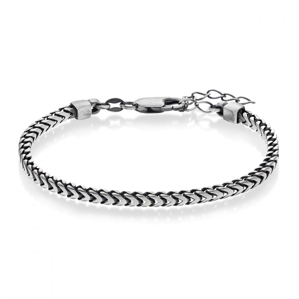 62400 - Armbånd i oksidert sølv, to forskjellige sider 17+3 cm