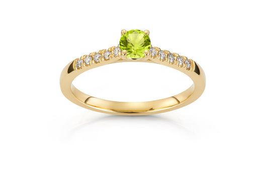Svolder ring i 585 gull med diamanter og peridot 0,13 ct, bilde 2 av 2