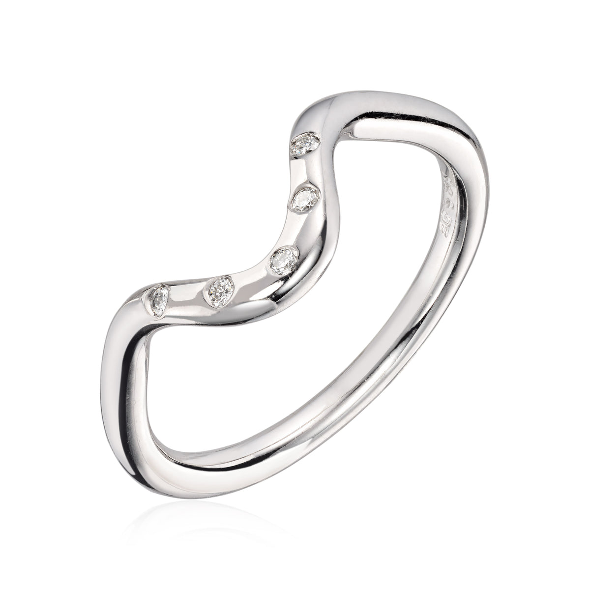 Visholm Design ring i rhodinert 585 hvitt gull med diamant 0,05 ct