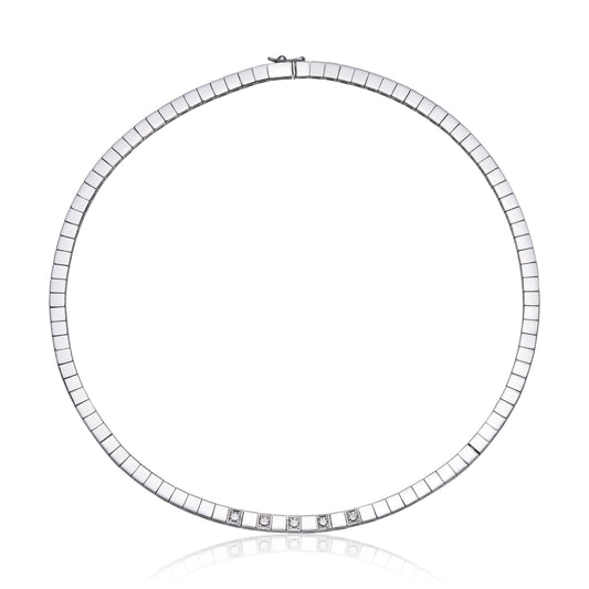 Halskjede i 585 gull med diamanter 0,5 ct, 42 cm, bilde 2 av 2