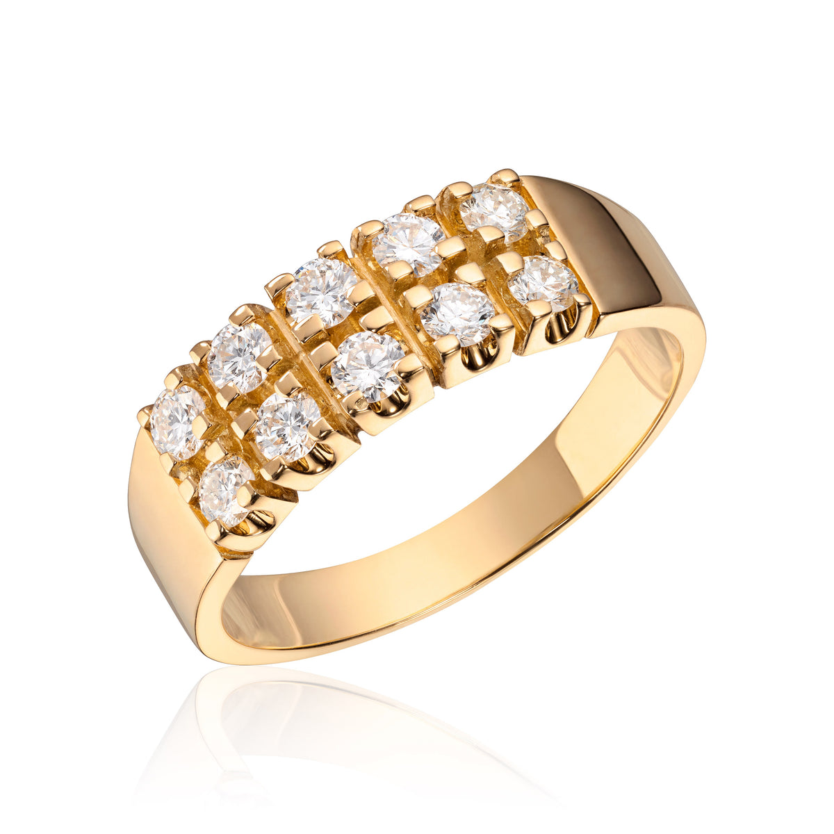 Ring i 585 gull med 10 diamanter, 0,5 ct, 3,7 mm bred