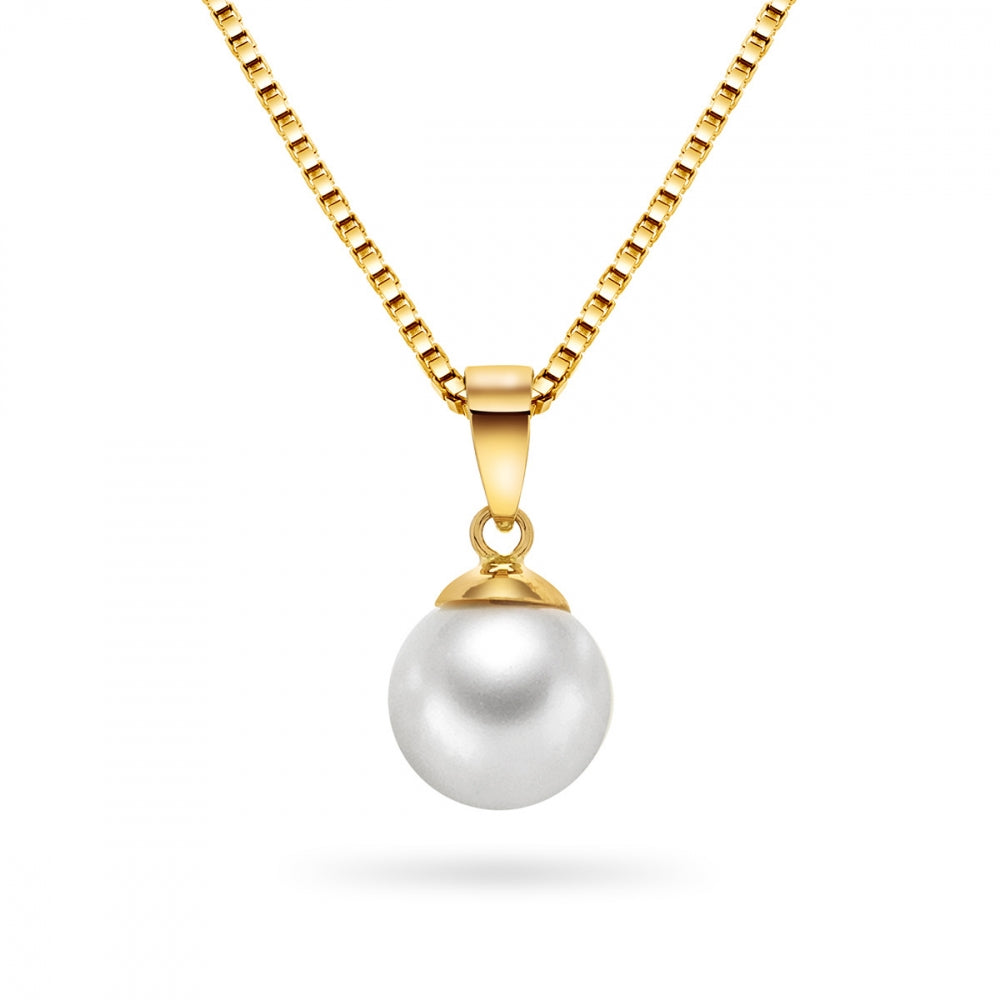 Anheng i gull med perle, bredde 8 mm
