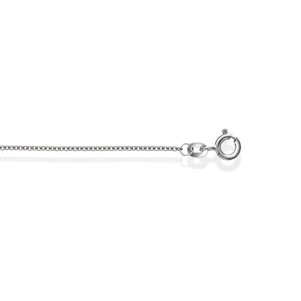 Halskjede i 585 hvitt gull, rund anker 1,3 mm, 36 cm
