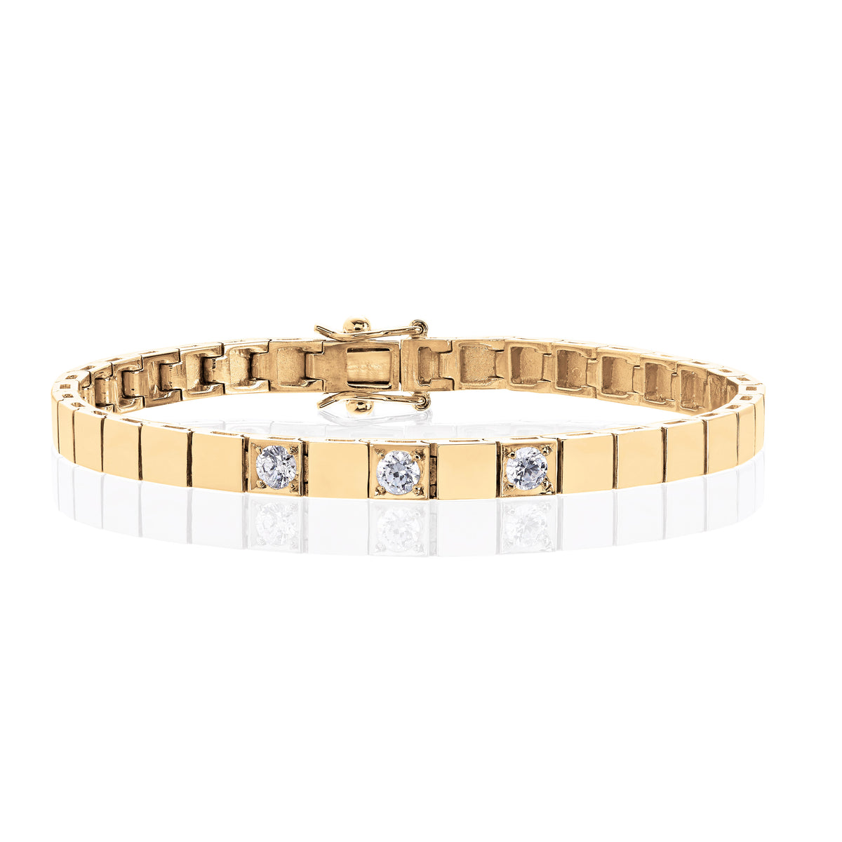 Armbånd i 585 gult gull med 3 diamanter, 5 mm, 0,45 ct