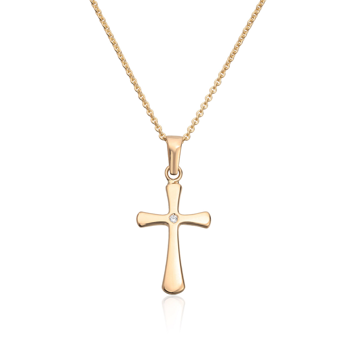 Carmen anheng i 585 gult gull med diamant, kors 18 mm