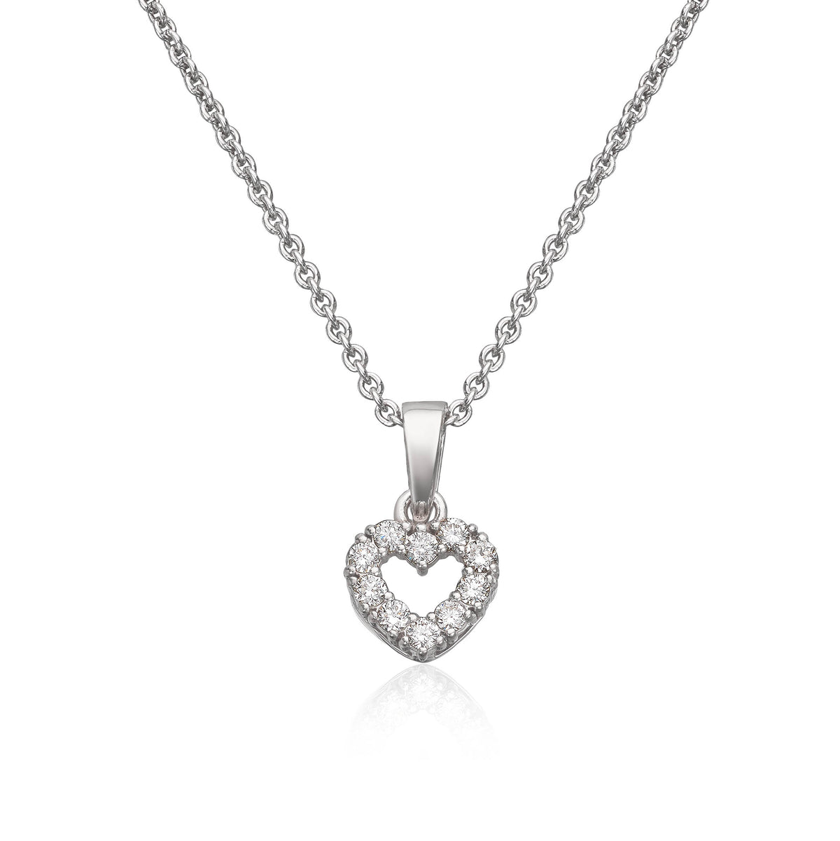 Carmen anheng i 585 hvitt gull med diamant, hjerte