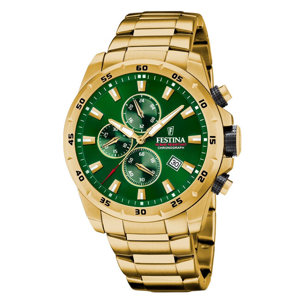 Festina 100m,dubl, chrono ,grønn skive F20541 - 3 - Bjerveur.noFestina 100m,dubl, chrono ,grønn skive F20541 - 3