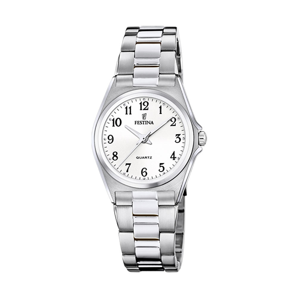 Festina stål 50m, lenke, hvit skive,alle tall F20553 - 1 - Bjerveur.noFestina stål 50m, lenke, hvit skive,alle tall F20553 - 1