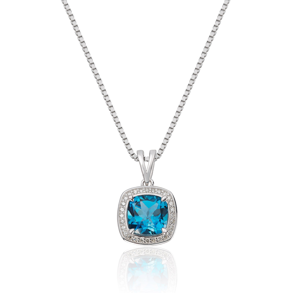Carmen anheng i 585 hvitt gull med diamant og topas