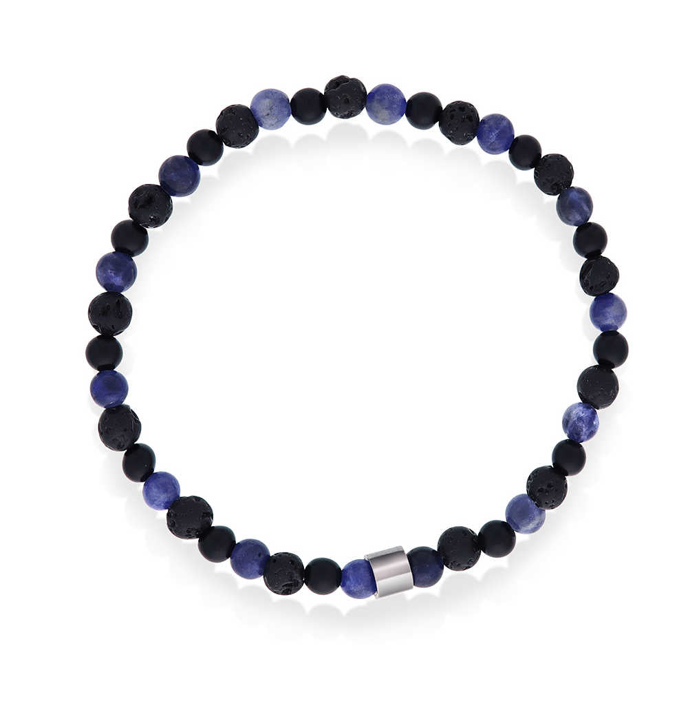 F&S armbånd med stenperler, sort/blå 972593 - Bjerveur.noF&S armbånd med stenperler, sort/blå 972593