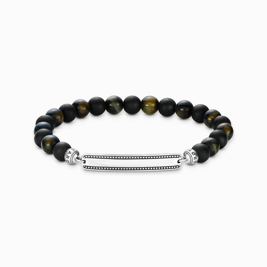 Gravert armbånd med obsidian - og tigerøyeperler A2180 - 806 - 11 - Bjerveur.noGravert armbånd med obsidian - og tigerøyeperler A2180 - 806 - 11