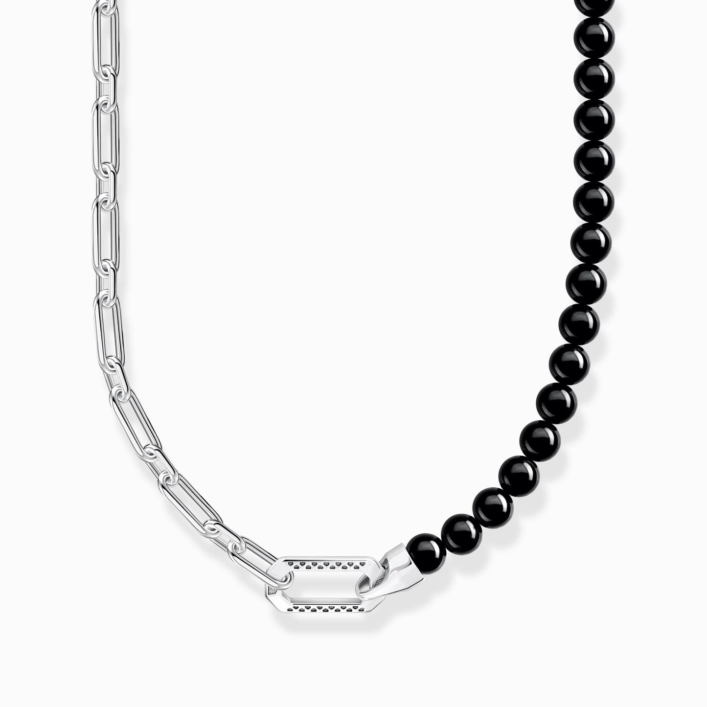 Halskjede med sorte onyx - perler og lenker i sølv KE2179 - 507 - 11 - Bjerveur.noHalskjede med sorte onyx - perler og lenker i sølv KE2179 - 507 - 11