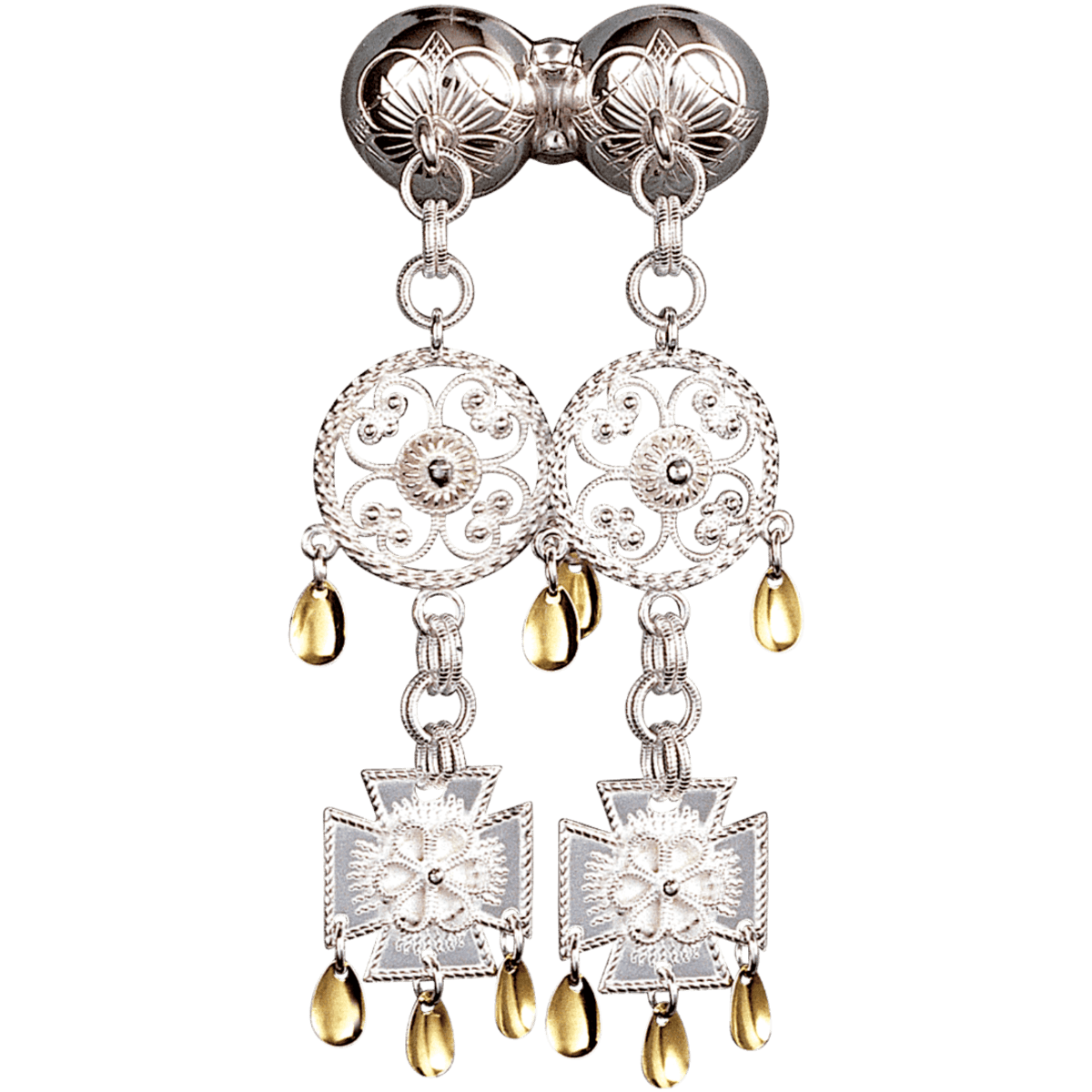 Halssølje Sunnmøre med rosett, kvit/forgylt 120500 - Bjerveur.noHalssølje Sunnmøre med rosett, kvit/forgylt 120500