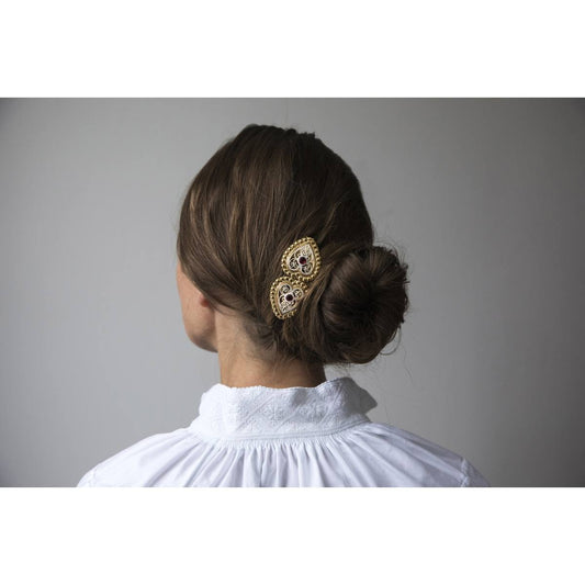 Hårspenne med perlekant og kruser, oksidert 800116 - Bjerveur.noHårspenne med perlekant og kruser, oksidert 800116