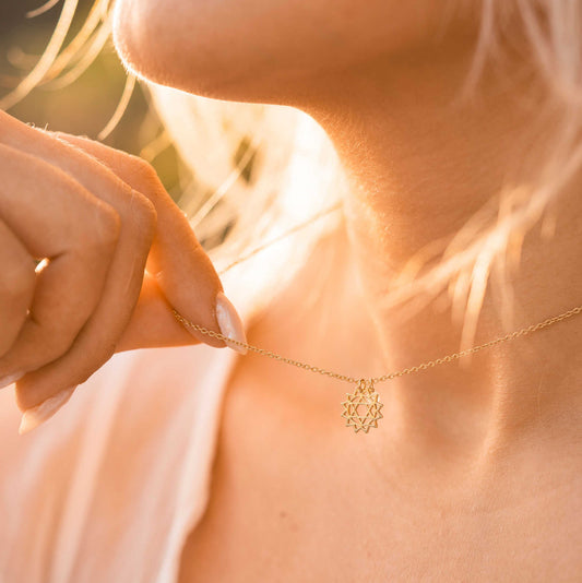 Hjertechakra smykke i sølv, rosenkvarts 221402 - Bjerveur.noHjertechakra smykke i sølv, rosenkvarts 221402