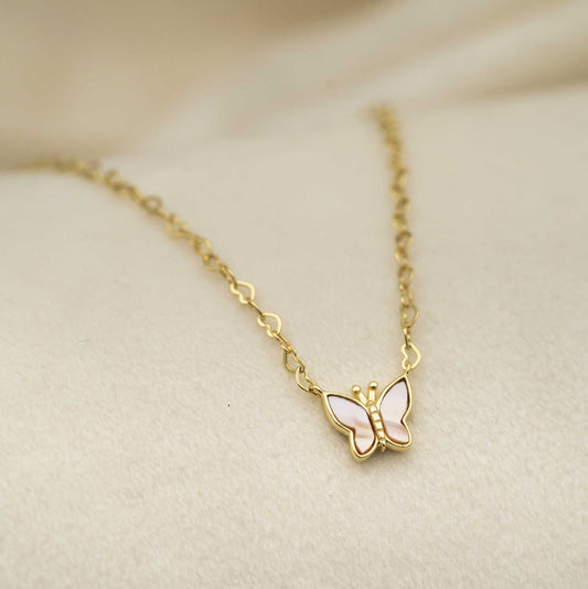 Kjede i sølv med rosa perlemor sommerfug 25502 - Bjerveur.noKjede i sølv med rosa perlemor sommerfug 25502