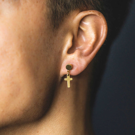 ØREDOBBER I STÅL, KORS, FORGYLT, DUAL 972526 - Bjerveur.noØREDOBBER I STÅL, KORS, FORGYLT, DUAL 972526