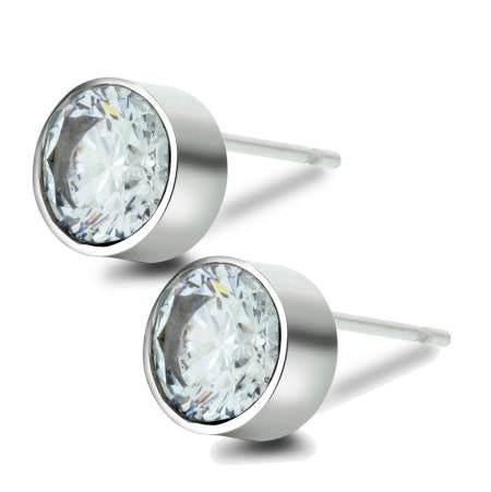 ØREDOBBER I STÅL MED HVIT ZIRKONIA 971991 - Bjerveur.noØREDOBBER I STÅL MED HVIT ZIRKONIA 971991