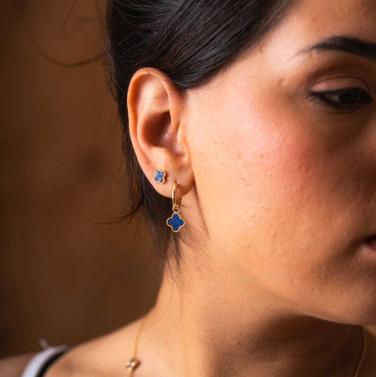 Øreringer i sølv havblå kløver 992028 - Bjerveur.noØreringer i sølv havblå kløver 992028