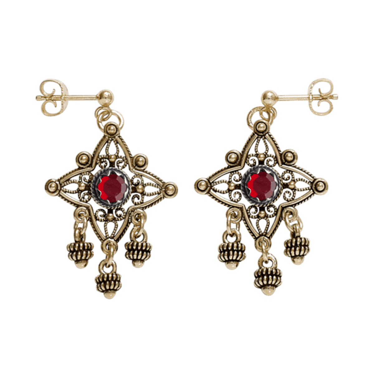 Øyrepynt Telemark med raud stein, gamalforgylt 730717 - Bjerveur.noØyrepynt Telemark med raud stein, gamalforgylt 730717