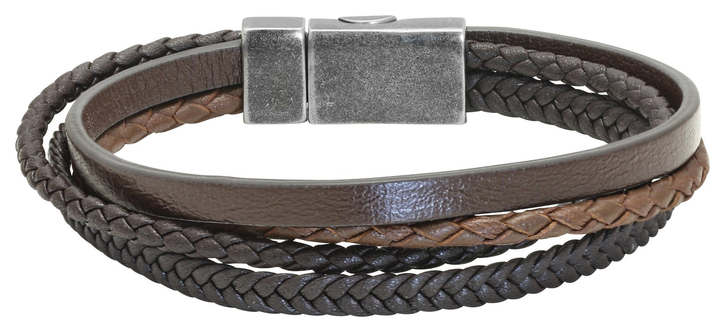 RB *Bracelet ARIZONA 25mm IP Vintage with 4x Brown Braided/P - Bjerveur.noRB *Bracelet ARIZONA 25mm IP Vintage with 4x Brown Braided/P