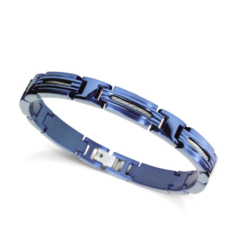 RB *Bracelet Steel/Cable MARINA 8mm Bicolor IP blue 21cm - Bjerveur.noRB *Bracelet Steel/Cable MARINA 8mm Bicolor IP blue 21cm