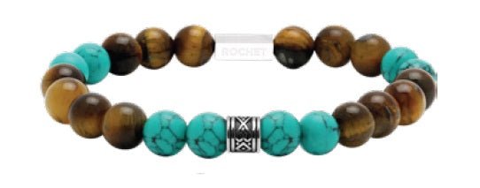 RB Bracelet ZEN with Beads 8mm Tiger eyes, Green turquoise - Bjerveur.noRB Bracelet ZEN with Beads 8mm Tiger eyes, Green turquoise