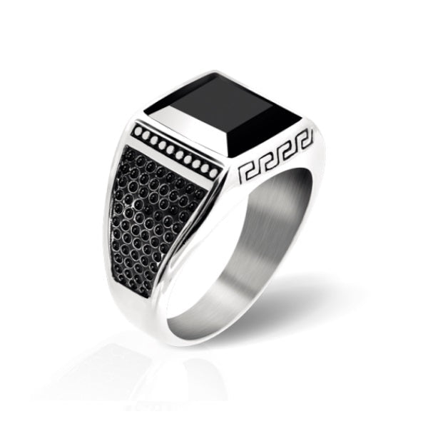 RB Ring ROCK Vintage steel and Black onyx Ø66 - Bjerveur.noRB Ring ROCK Vintage steel and Black onyx Ø66