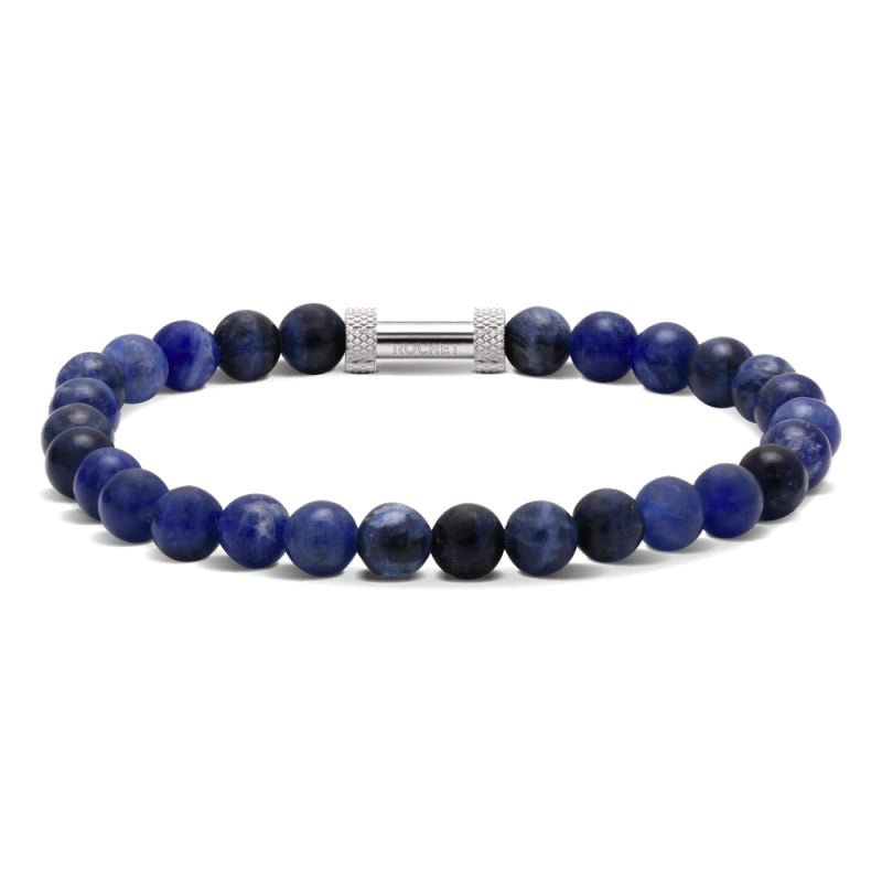 RB Zen bracelet 6mm beads lapis lazuli and knurled steel - Bjerveur.noRB Zen bracelet 6mm beads lapis lazuli and knurled steel
