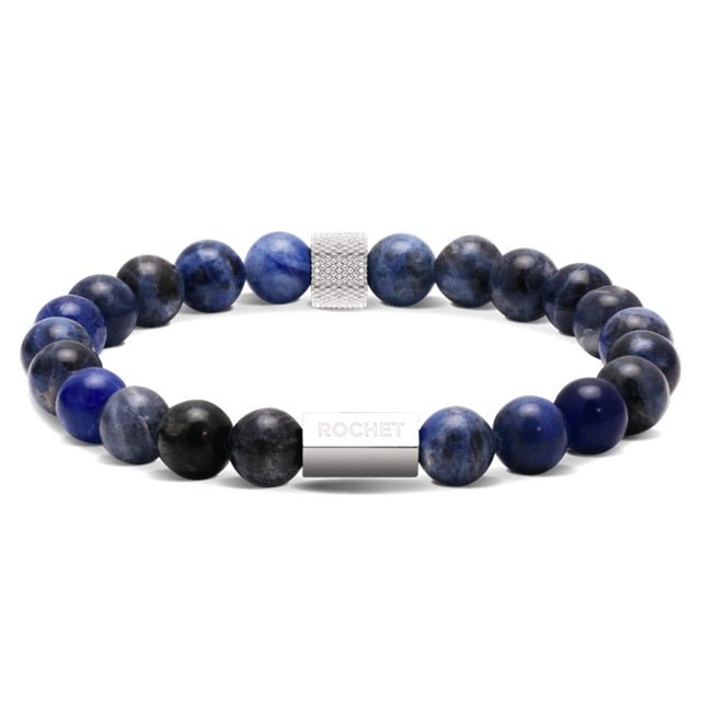 RB Zen bracelet 8mm beads lapis lazuli and knurled steel - Bjerveur.noRB Zen bracelet 8mm beads lapis lazuli and knurled steel