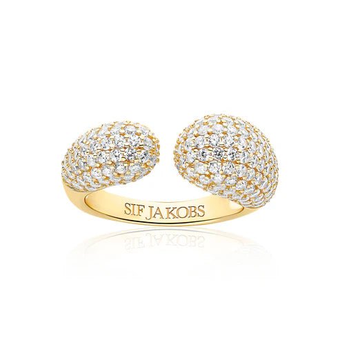 Ring Goccia SKU: SJ - R2481 - CZ - YG - 50 - Bjerveur.noRing Goccia SKU: SJ - R2481 - CZ - YG - 50
