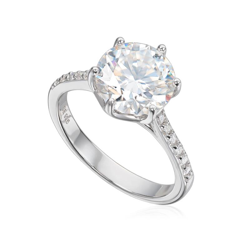 Ring med Moissanite "3,00ct" i sølv - Bjerveur.no