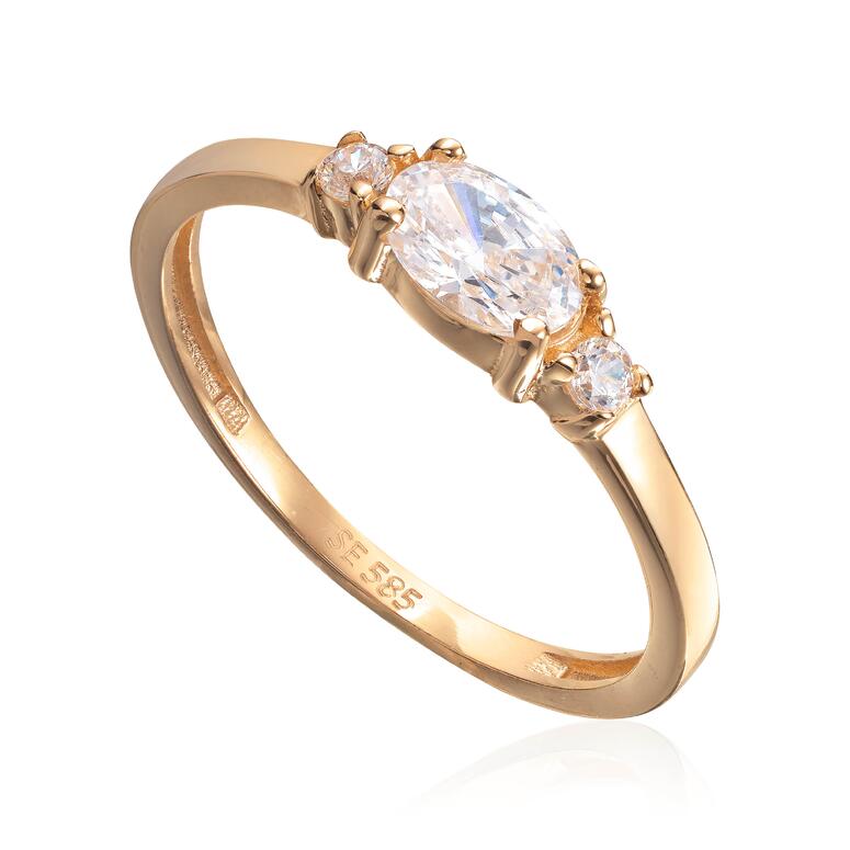 Ring med zirkoner i 14K gult gull - Bjerveur.no