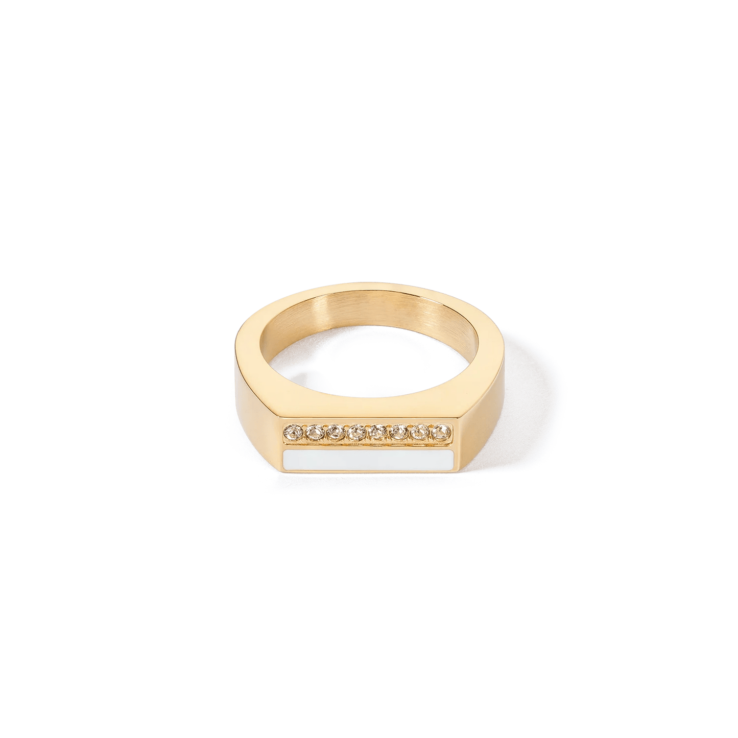 Ring Square Stripes gold - white 013340141652 - Bjerveur.noRing Square Stripes gold - white 013340141652