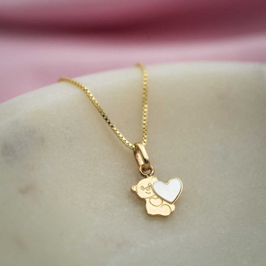 Smykke i gull med perlemor bamse 25452 - Bjerveur.noSmykke i gull med perlemor bamse 25452