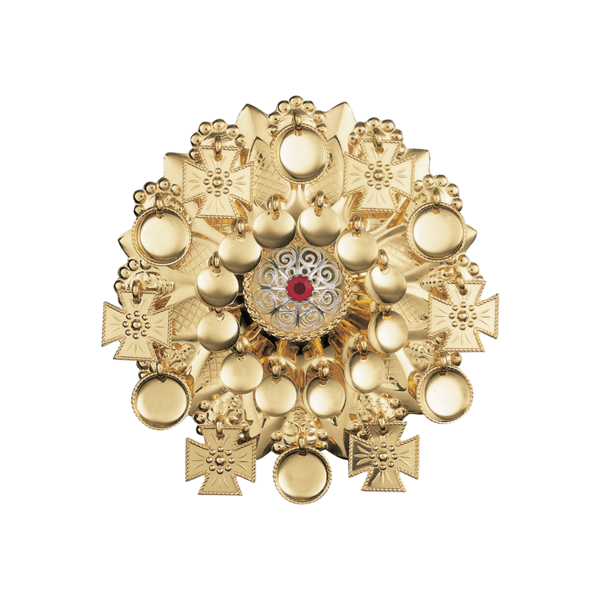 Sølje med raud stein, forgylt 147600 - Bjerveur.noSølje med raud stein, forgylt 147600