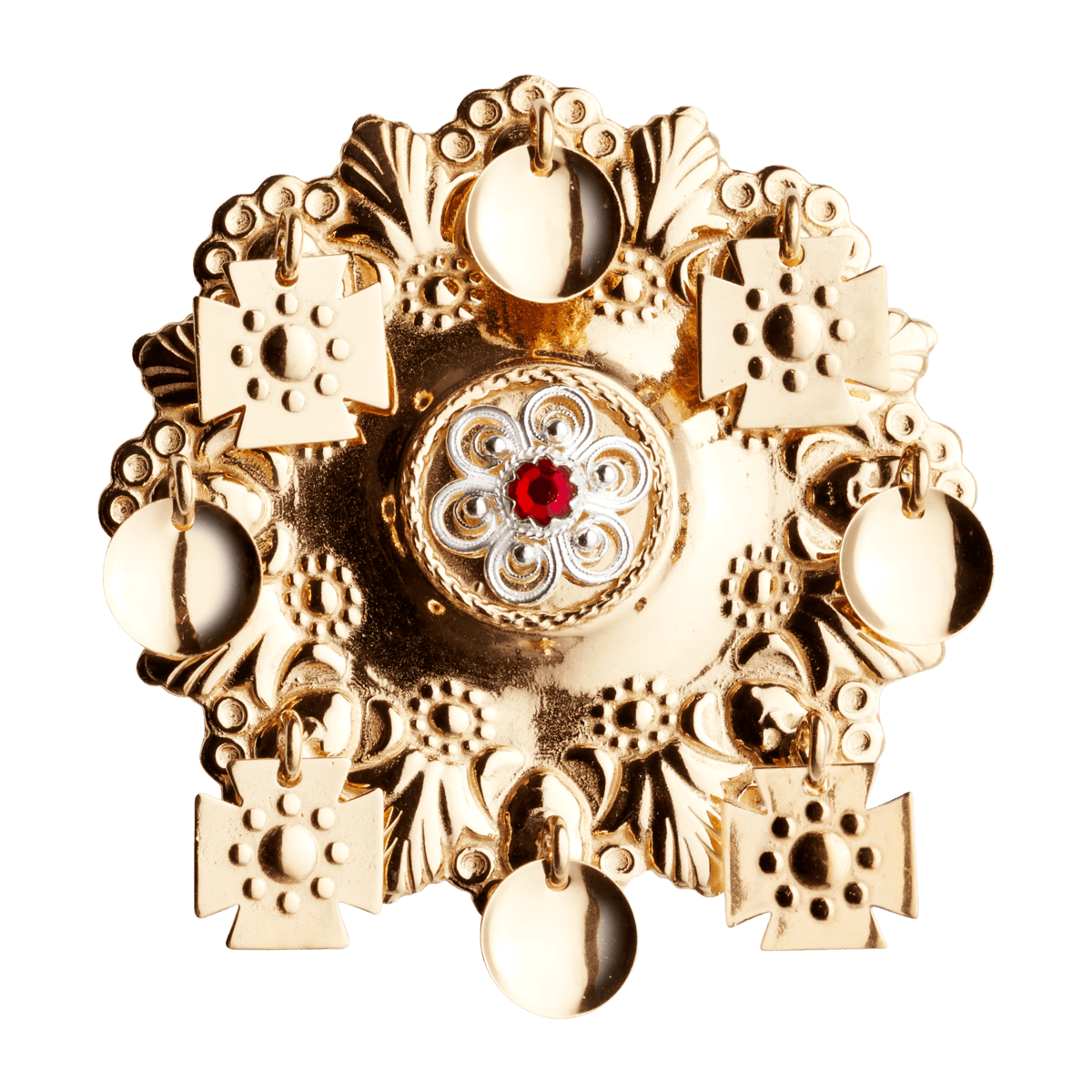 Sølje med raud stein, forgylt 405607 - Bjerveur.noSølje med raud stein, forgylt 405607