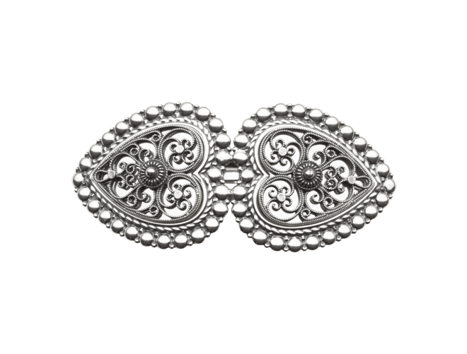 Hårspenne med perlekant og kruser, oksidert - Bjerveur.noHårspenne med perlekant og kruser, oksidert