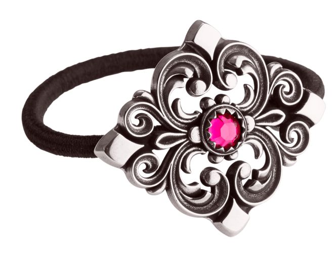 Hårstrikk i sølv - Akantus med stein, oksidert - Bjerveur.noHårstrikk i sølv - Akantus med stein, oksidert