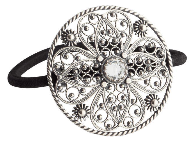 Hårstrikk i sølv - Filigran med stein, stor, oksidert - Bjerveur.noHårstrikk i sølv - Filigran med stein, stor, oksidert