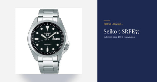 Seiko 5 SRPE55 herreklokke - bloggbilde, Bjerve Ur & Gull