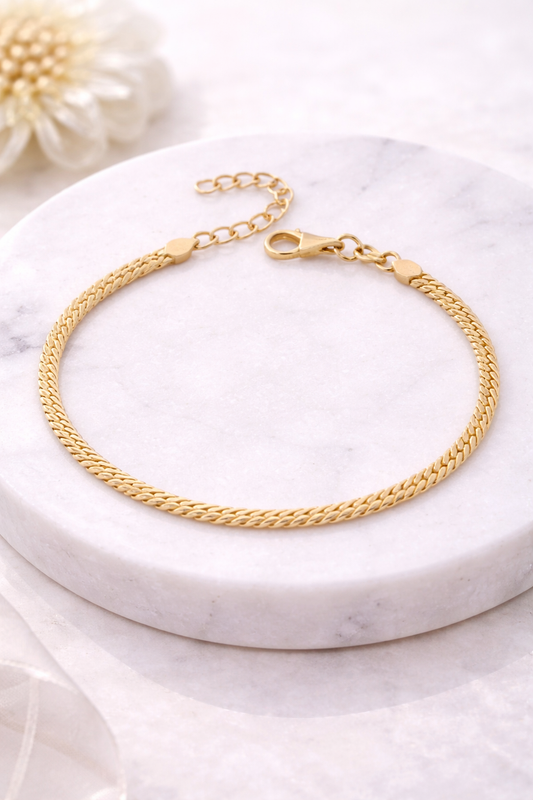 Forgylt armlenke i sølv – rund panserlenke 18 cm med markant uttrykk