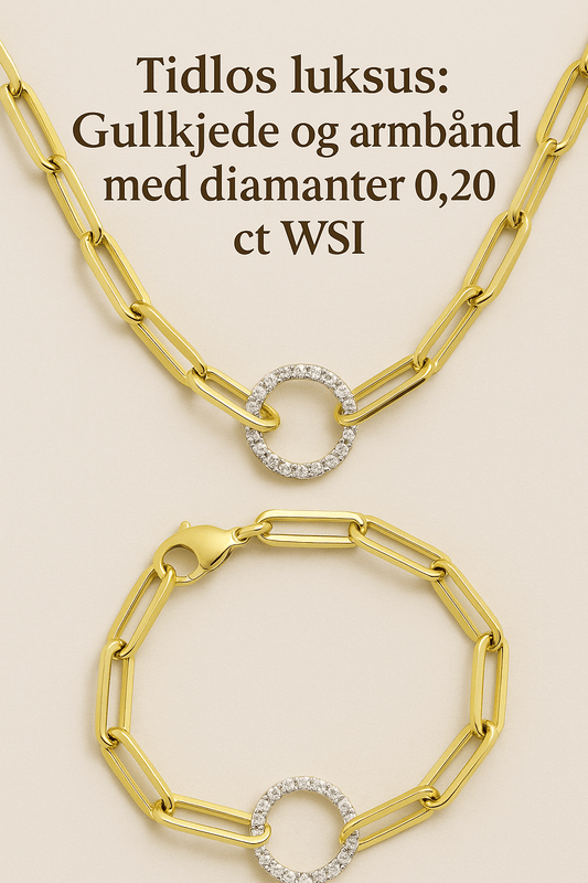 Eleganse i hver detalj: Gullarmbånd og gullkjede med diamanter 0,20 ct WSI - Bjerveur.no