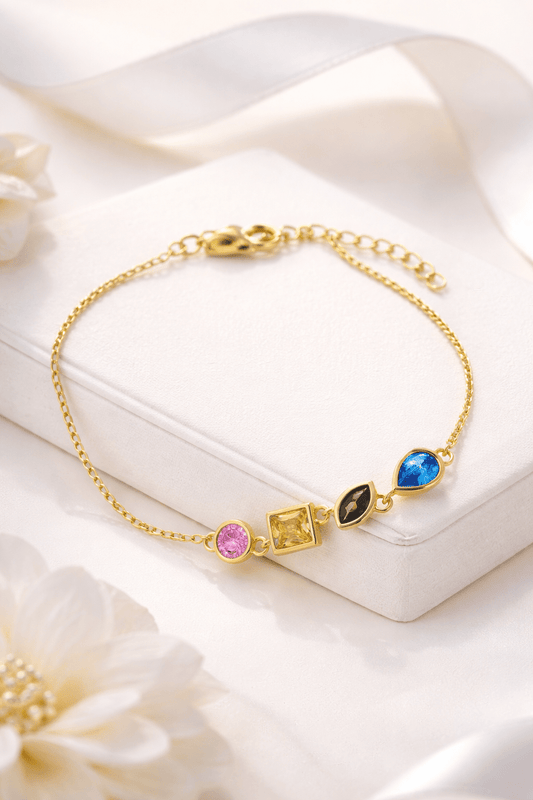 Sparks armbånd i forgylt sølv med farget zirkonia - et elegant blikkfang - Bjerveur.no