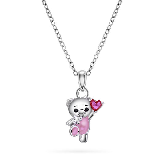 Smykke i rhodinert sølv med zirkonia, bamse 10 mm, bilde 1 av 2