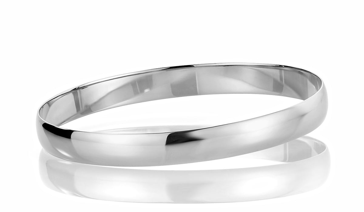 Armring i 925 sølv, rhodinert, buet profil 8 mm, størrelse 65