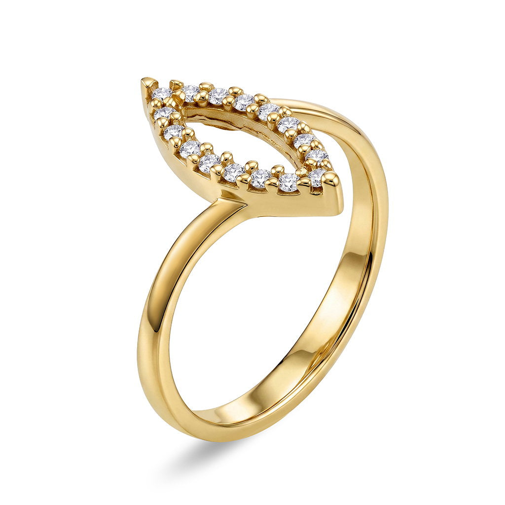 Ring i 14 karat gult gull med diamanter 0,16 ct