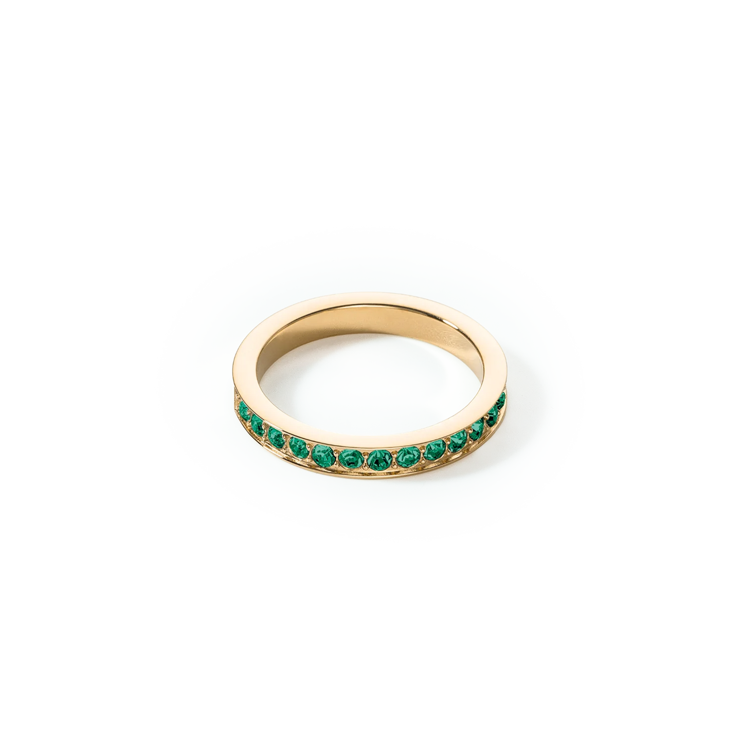 Ring stainless steel & crystals gold dark green 012740054952