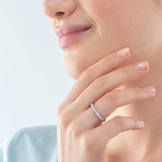 Ring rustfritt stål og krystaller slank sølvkrystall 012740181752