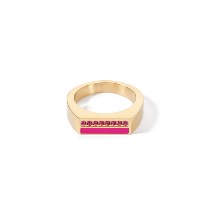 Ring Square Stripes gull-rosa 013340041652